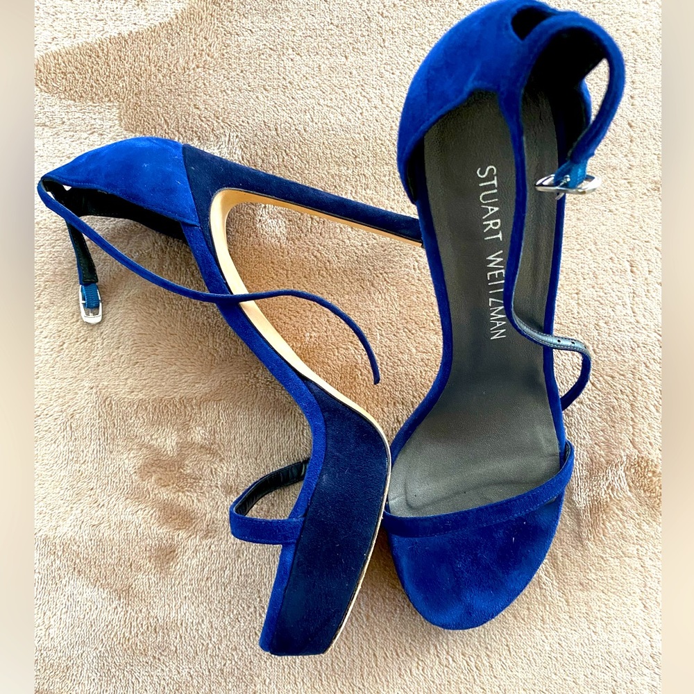 Stuart Weitzman heel, blue, size 8
